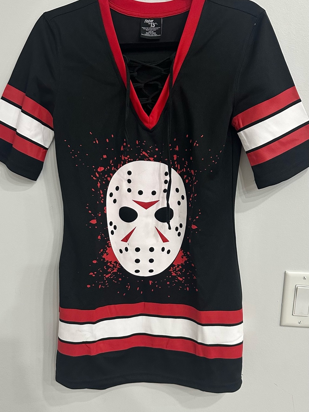 Spirit Halloween Friday the 13th Jason Voorhees Hockey Jersey Dress XS Horror